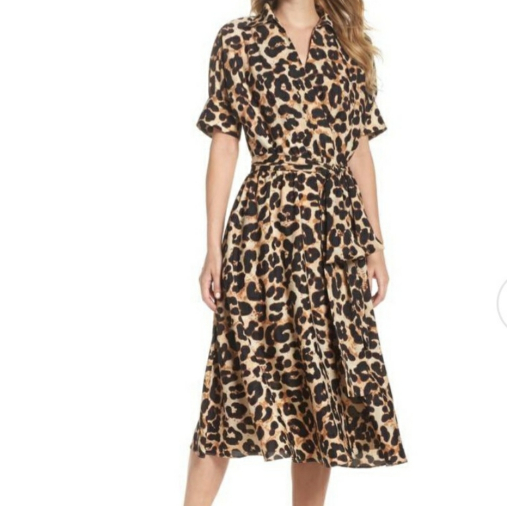 Eliza J Animal Print Shirtdress